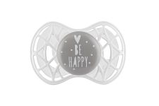 Пустушка Nuvita Air55 Cool 6міс+, ортодонтична, з ковпачком, BE HAPPY сірий
