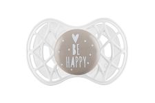 Пустушка Nuvita Air55 Cool 6міс+, симетрична, з ковпачком, BE HAPPY сірий