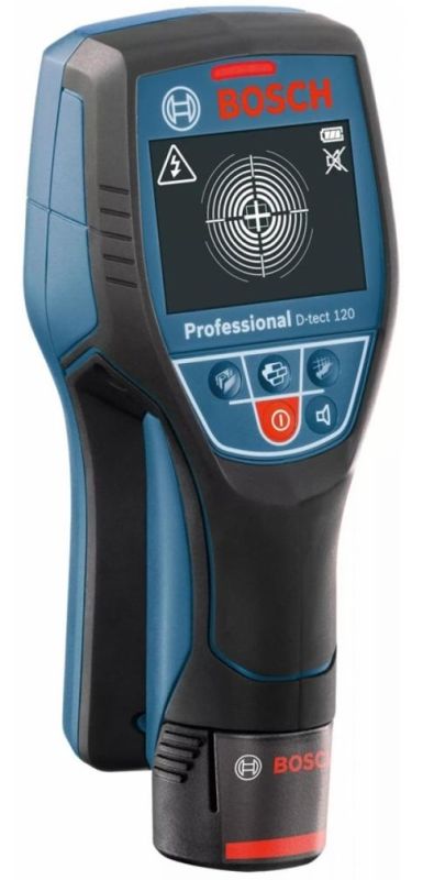 Детектор Bosch D-tect 120, аккумуляторный 12В, Акб 1.5Ач, до 120мм, ±10 мм, L-BOXX 136