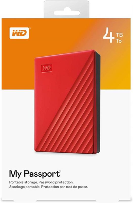 Портативный жесткий диск WD 4TB USB 3.2 Gen 1 My Passport Красный