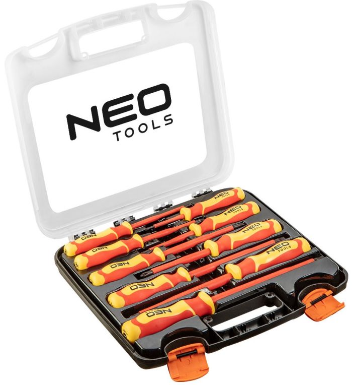 Отвертки Neo Tools, набор 9шт, диэлектрическая, SL,PH, сталь S2, кейс