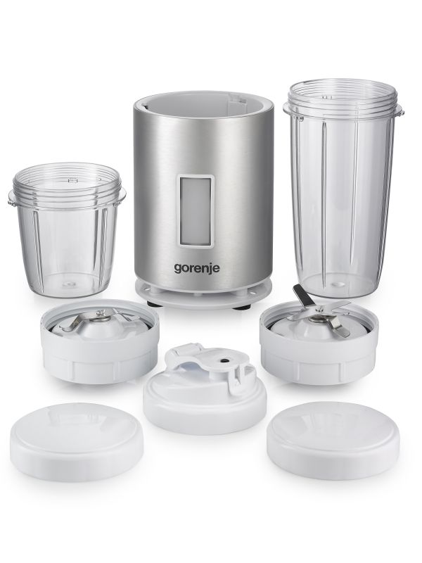 Блендер Gorenje стаціонарний 1200Вт, чаша-1000мл, подрібнювач, сріблястий