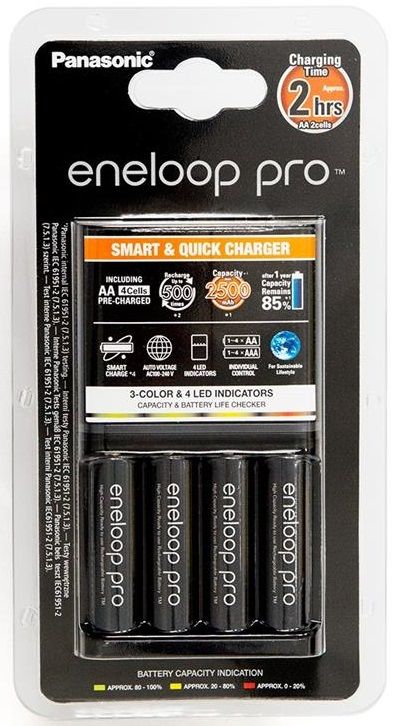 Зарядное устройство Panasonic Smart-Quick Charger + Аккумулятор Eneloop Pro NI-MH AA 2500 мАч, 4 шт.