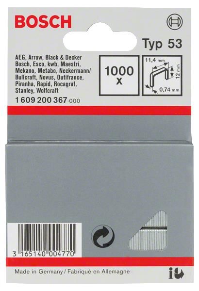 Скобы Bosch, тип 53, 12мм, 1000шт