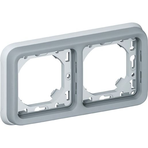 Суппорт с рамкой для встроенного монтажа Legrand Plexo, 2 поста, горизонтальная установка, серый