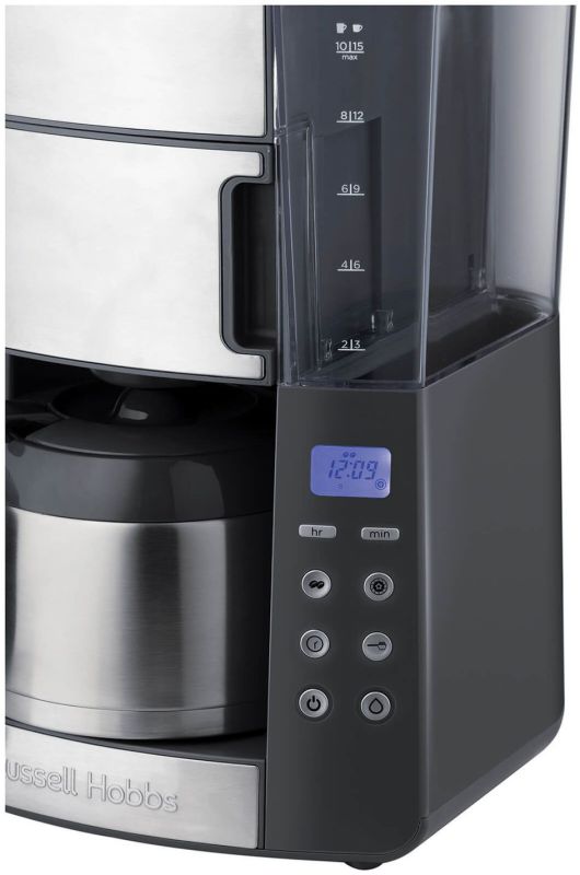 Кофеварка Russell Hobbs капельная Grind and Brew 1л, молотый, LED-дисплей, черно-металл