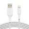 Кабель USB-A > Lightning заряджання/синхронізації Belkin 1м, 12Вт, плетений, білий