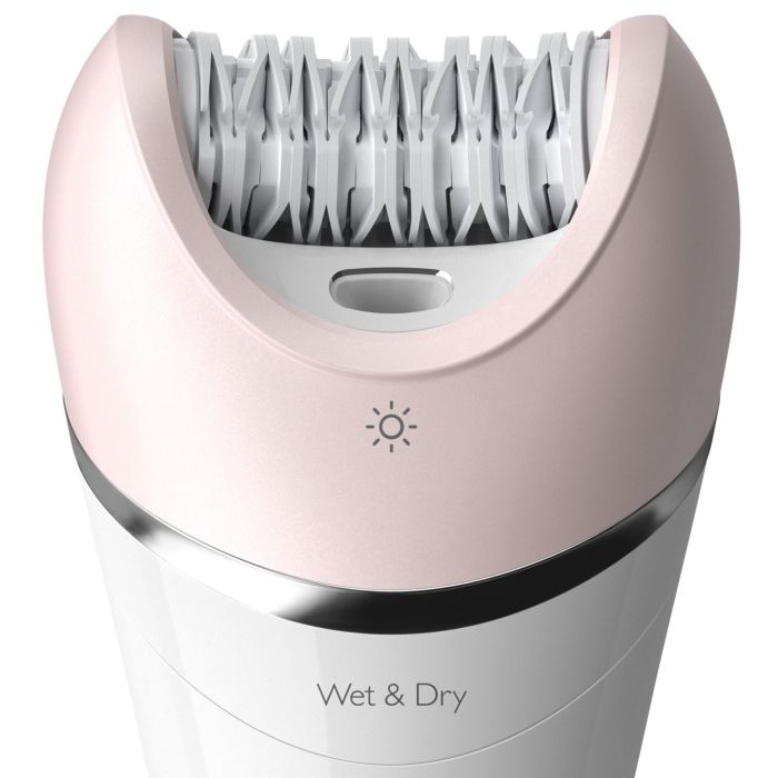 Эпилятор  Philips 8000 series дисковый, аккумуляторный, пинцет.-32, влаж.+сух., с подсветкой, насадок-6, бело-розовый