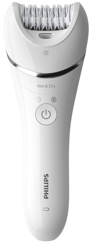 Эпилятор  Philips 8000 series дисковый, аккумуляторный, пинцет.-32, влаж.+сух., с подсветкой, насадок-4, белый