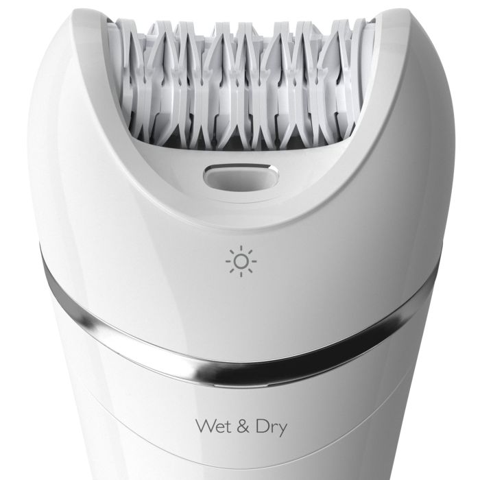 Эпилятор  Philips 8000 series дисковый, аккумуляторный, пинцет.-32, влаж.+сух., с подсветкой, насадок-4, белый