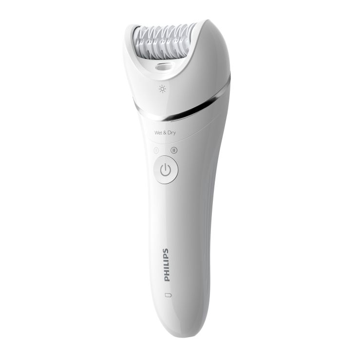 Эпилятор  Philips 8000 series дисковый, аккумуляторный, пинцет.-32, влаж.+сух., с подсветкой, насадок-4, белый