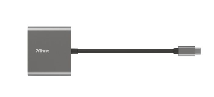 Хаб Trust Dalyx 3-in-1 USB-С > USB-А 3.2/USB-С/HDMI, Алюміній, 0.1м, чорний