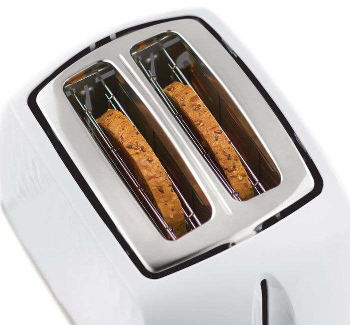 Тостер Russell Hobbs Honeycomb 850Вт, широкие слоты, пластик, белый