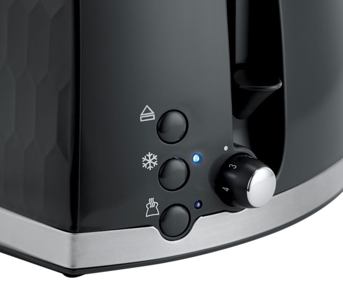Тостер Russell Hobbs Honeycomb 850Вт, широкі слоти, пластик, чорний