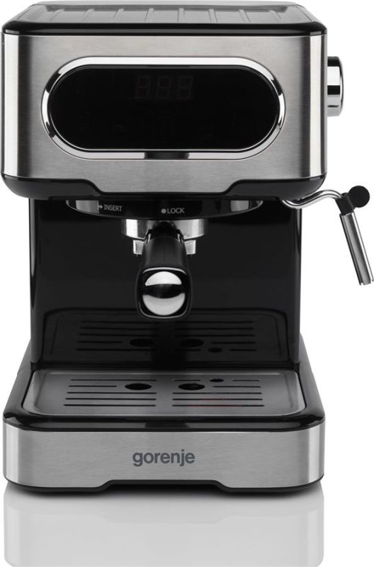 Кофеварка Gorenje рожковая 1.5л, молотый, ручной капучинатор, нерж