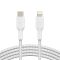 Кабель USB-C > Lightning заряджання/синхронізації Belkin 1м, 30Вт, Type-C, плетений, білий