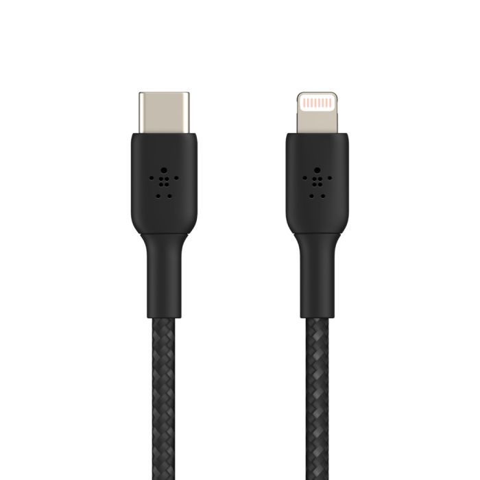 Кабель USB-C > Lightning заряджання/синхронізації Belkin 1м, 30Вт, Type-C, плетений, чорний