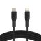 Кабель USB-C > Lightning заряджання/синхронізації Belkin 1м, 30Вт, Type-C, плетений, чорний