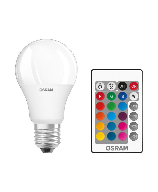 Лампа светодиодная OSRAM LED A60 9W 806Lm 2700К+RGB E27 пульт ДУ
