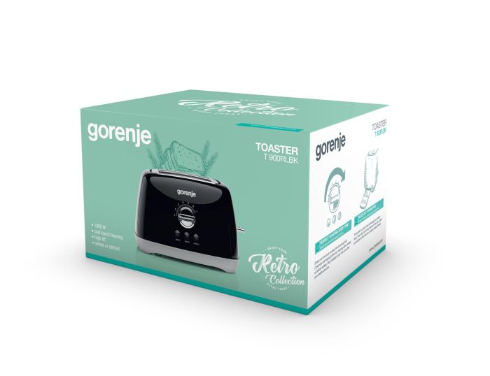 Тостер  Gorenje, 900Вт, пластик-метал, чорний