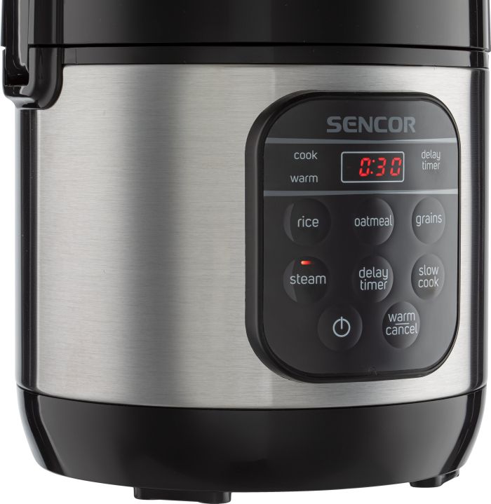 Рисоварка Sencor 350Вт, чаша-0.6л, сенсорне керування, 5 програм, нерж. сталь, пластик, сіро-чорний