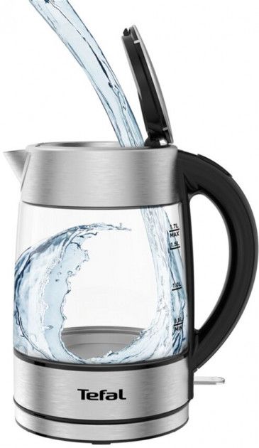 Электрочайник Tefal Glass Kettle 1.7л, стекло, с подсветкой, серебристо-черный