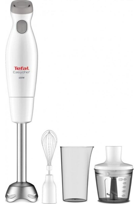 Блендер Tefal погружной Easychef 450Вт, 3в1, чаша-800мл, чопер-500мл, турборежим, белый