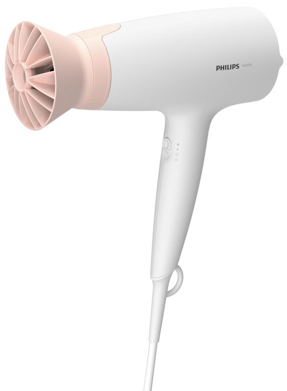 Фен Philips 3000 Series, 1600Вт, режимов-3, насадка ThermoProtect, бело-розовый