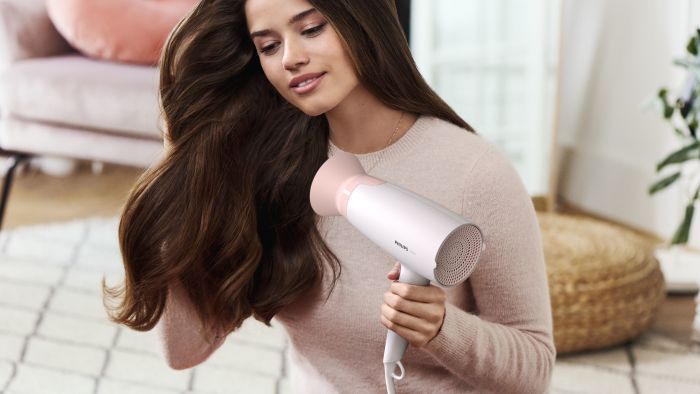 Фен Philips 3000 Series, 1600Вт, режимов-3, насадка ThermoProtect, бело-розовый
