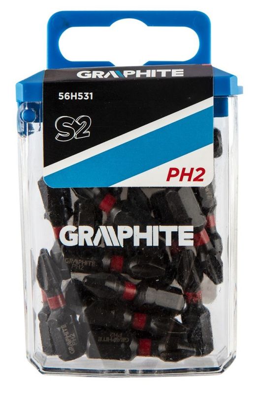 Біти GRAPHITE, набір 20шт, 1/4", ударні, PH2x25мм, сталь S2