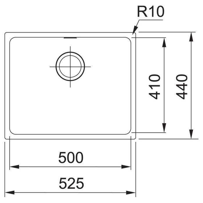Мойка кухонная Franke Sirius, тектонайт, прямоуг., без крыла, 525х440х200мм, чаша- 1, встраиваемая,  SID 110-50 , черный
