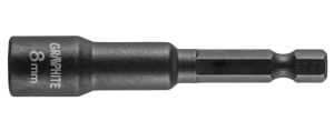 Головка торцева GRAPHITE, 1/4", ударна з магнітом, 8х65мм, сталь S2