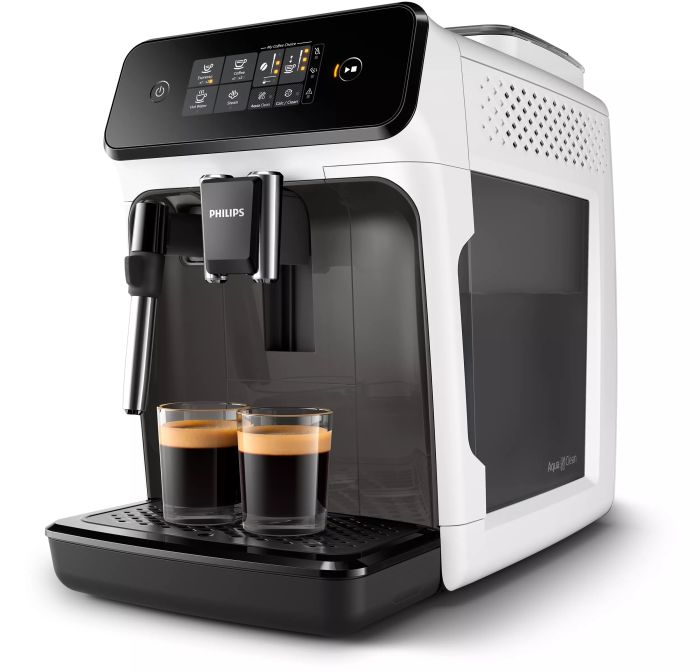 Кавомашина Philips Series 1200 1.8л, зерно + мелена, ручний капучинатор, авторецептів - 2, біло - чорний