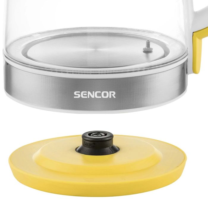 Електрочайник Sencor 2л, Strix, скло, 5 темп.реж, жовтий
