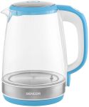 Электрочайник Sencor 2л, Strix, стекло, 5 темп.реж, синий