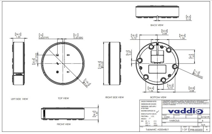 Микрофон настольный Vaddio TableMIC белый