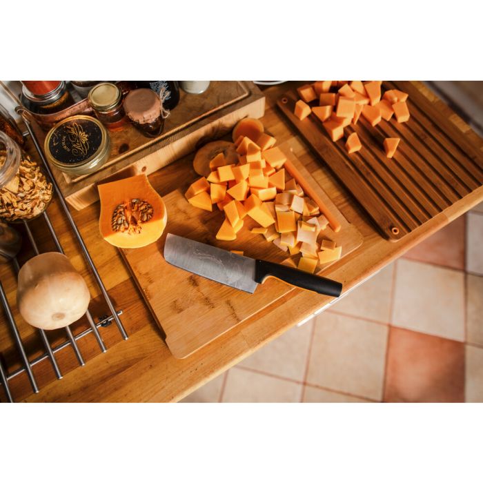 Кухонный нож поварской Nakiri Fiskars Functional Form, 15.8см, нержавеющая сталь, пластик, черный