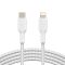 Кабель USB-C > Lightning заряджання/синхронізації Belkin 2м, 30Вт, Type-C, плетений, білий