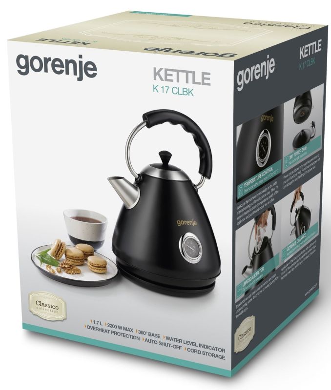 Електрочайник Gorenje 1.7л, пластик, чорний