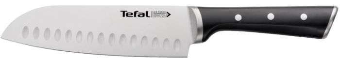 Кухонний ніж Сантоку Tefal Ice Force, 18см, нержавіюча сталь, пластик, чорний