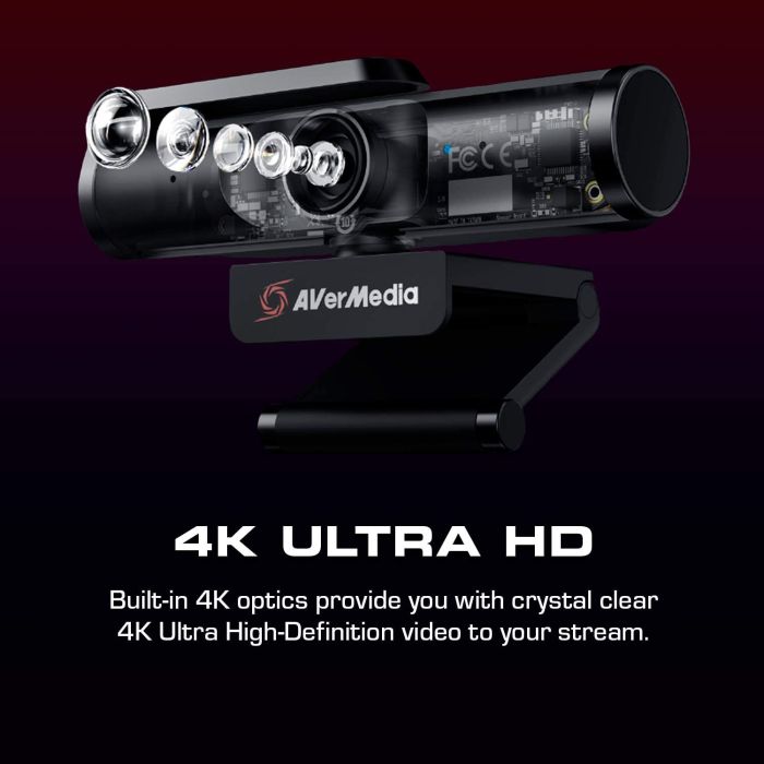 Вебкамера AVerMedia PW513 4K, 30fps, fixed focus, чёрный