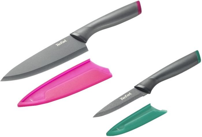 Набор ножей Tefal Fresh Kitchen, с чехлом, 2шт, нержавеющая сталь, поликарбонат, черный