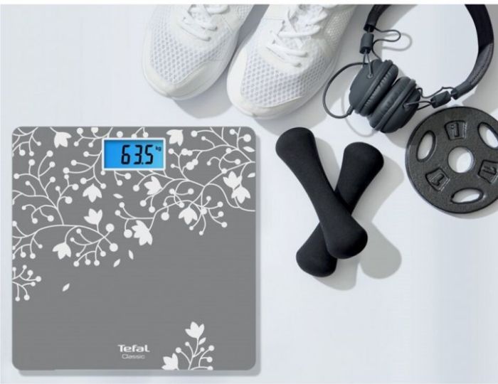 Весы Tefal напольные Classic Blossom, 160кг, AAAx2 нет в компл., стекло, серебро