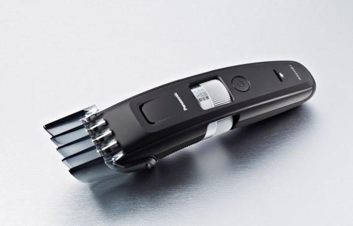 Триммер Panasonic для бороды и усов, сеть+акум., насадок-4, сталь, черный
