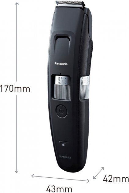 Триммер Panasonic для бороды и усов, сеть+акум., насадок-4, сталь, черный