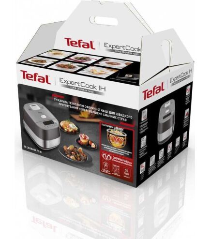 Мультиварка Tefal Expert Cook Induction, 1200Вт, чаша-5л, електронне керув., пластик, сірий