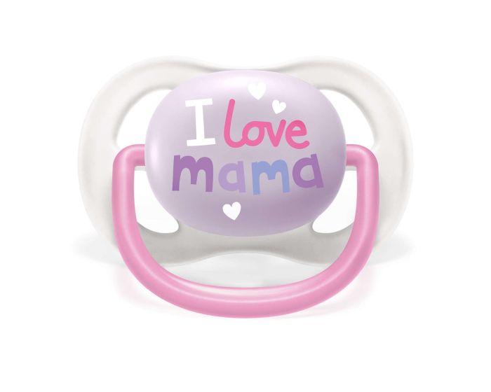 Пустышка Avent Ultra Air I love 0-6мес, ортодонтическая, 2шт, для девочек