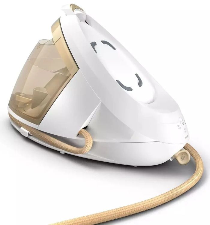 Утюг-парогенератор Philips PerfectCare 8000 Series, 2700Вт, 1800мл, паровой удар -600гр, постоянный пар - 170гр, нерж. сталь, бело-золотой