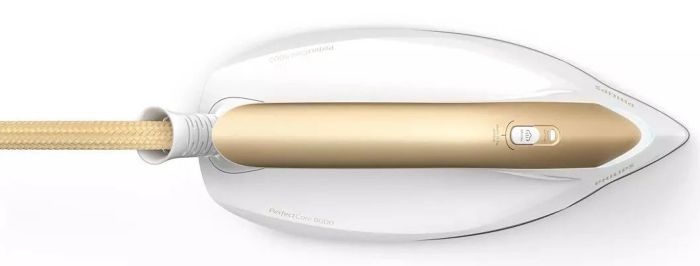 Утюг-парогенератор Philips PerfectCare 8000 Series, 2700Вт, 1800мл, паровой удар -600гр, постоянный пар - 170гр, нерж. сталь, бело-золотой
