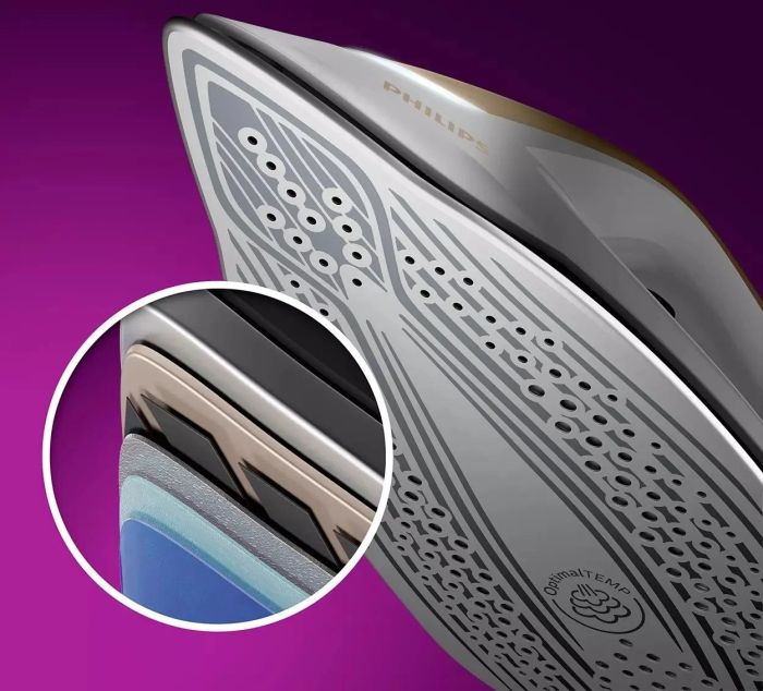 Утюг-парогенератор Philips PerfectCare 8000 Series, 2700Вт, 1800мл, паровой удар -600гр, постоянный пар - 170гр, нерж. сталь, бело-золотой
